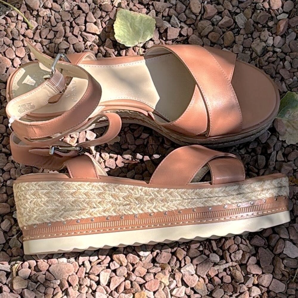 Vince Camuto Martinda Platform Leather Wedge Sandals Size 10